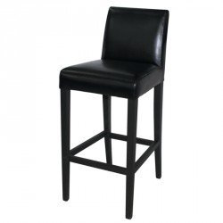 Tabouret de bar haut avec dossier en simili cuir noir Bolero