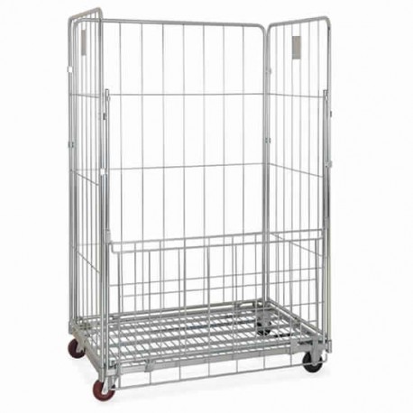 chariot roll container avec 1 base, 2 ridelles, 1 courroie